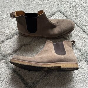 Vince Bonham suede leather Chelsea boots taupe gray brown pull on 12